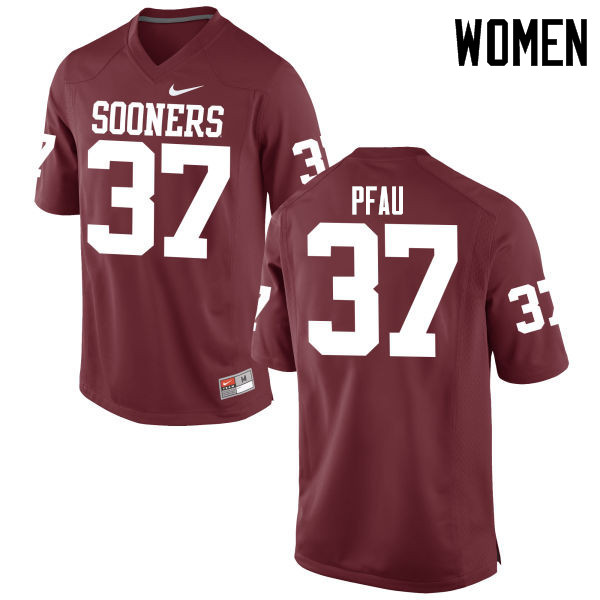 Women Oklahoma Sooners #37 Kyle Pfau College Football Jerseys Game-Crimson